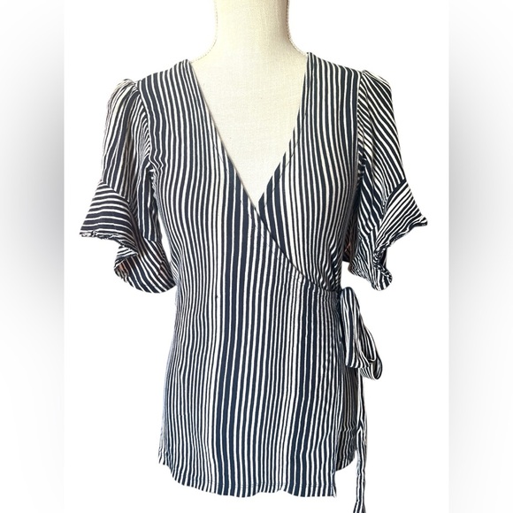 Free People Black and White Striped Blouse Sz.-S - Picture 8 of 13